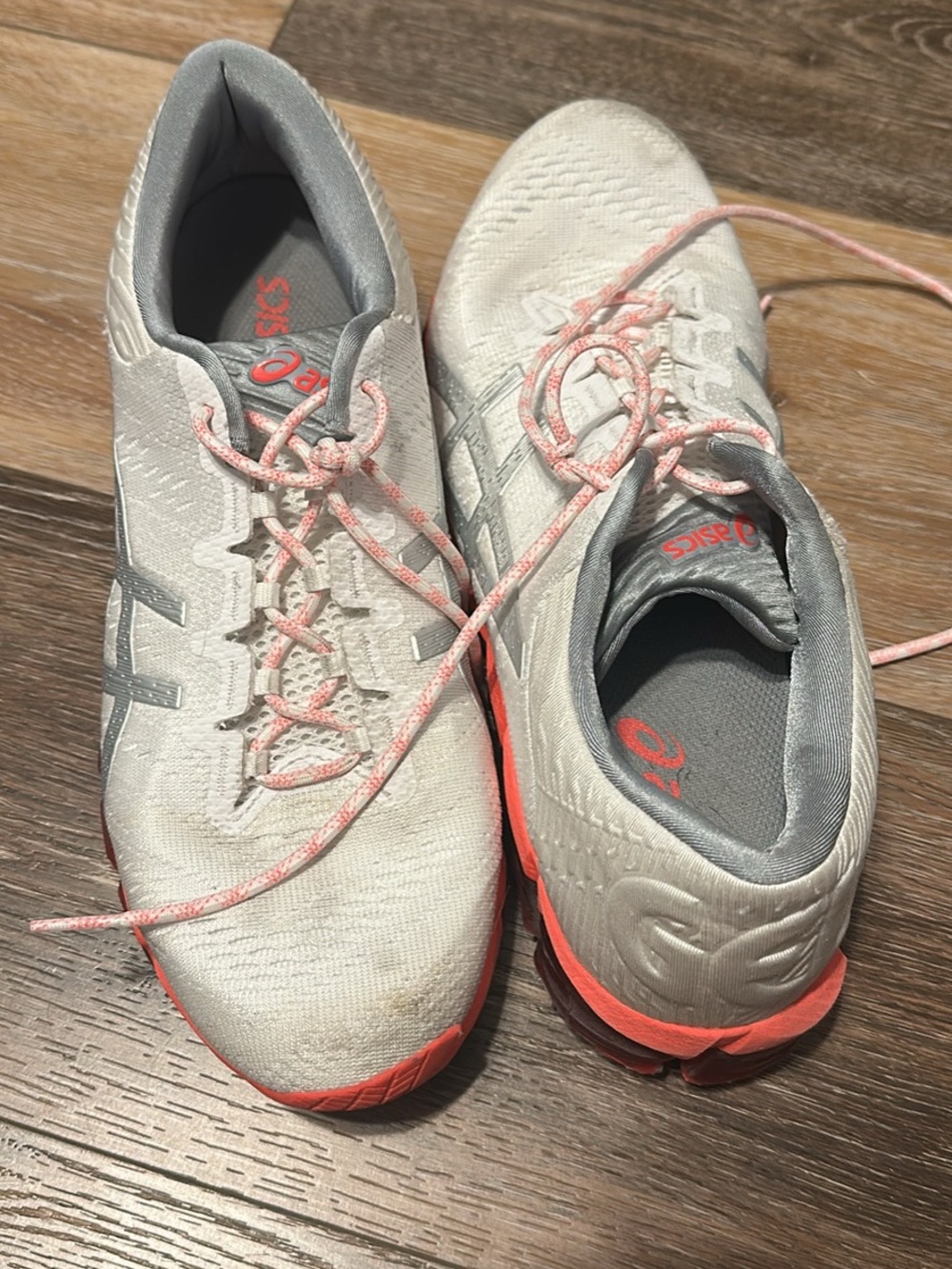 Asics Women's White Running Shoes with Coral Accents